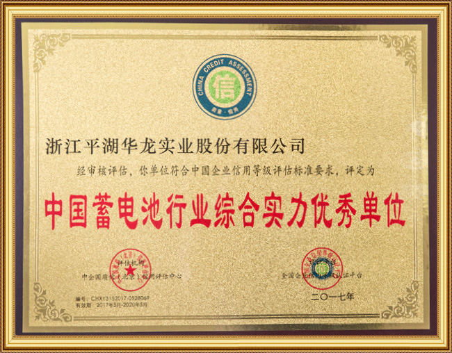 中國(guó)蓄電池行業(yè)綜合實(shí)力優(yōu)秀單位